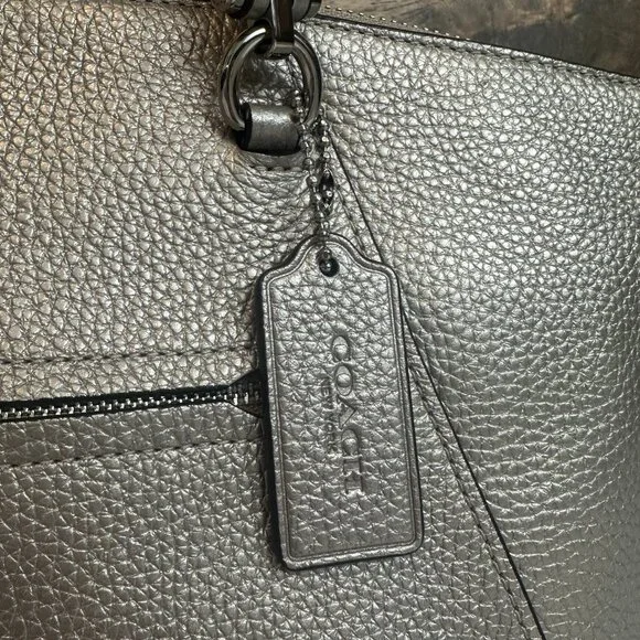 COACH Metallic Leather Prairie Satchel Platinum 87686 Convertible Crossbody $328 - Picture 3 of 12